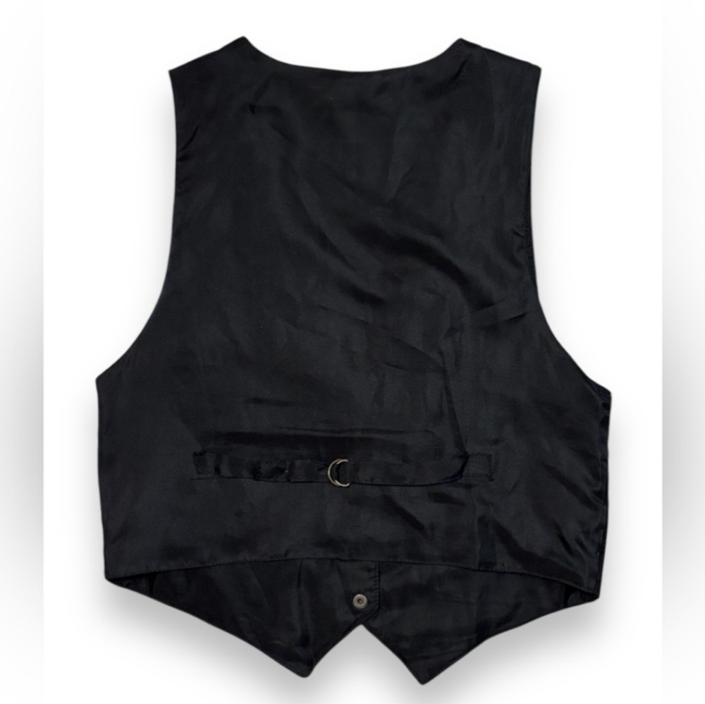 PTNY Black Patchwork Leather Snap Front Vest VINT… - image 2